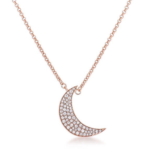 Rose Gold Diamond Moon Necklace Moon 