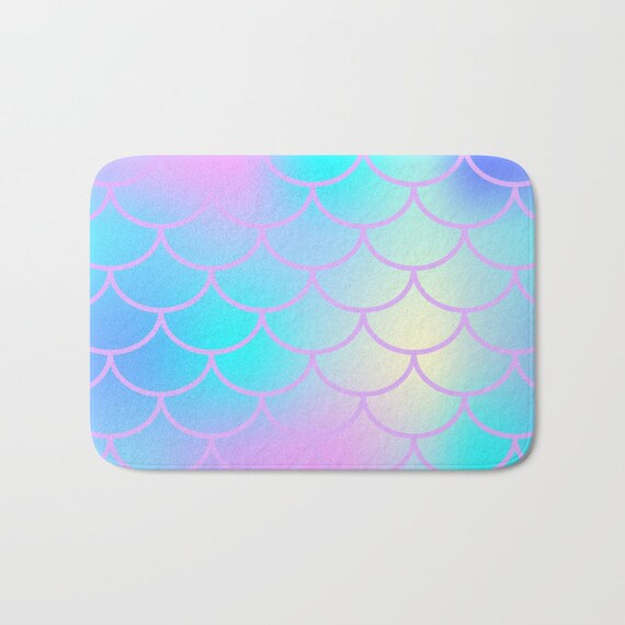 Turquoise Purple Mermaid Bath Mat Mermaid Shower Mat Purple Etsy