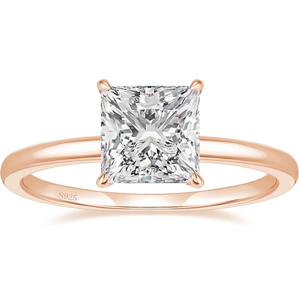 Princess Cut Solitaire Ring, Princess Diamond Rose Gold Ring, Princess Cut Ring, Princess Cut Diamond Ring, Elegant Diamond Ring, Solitaire