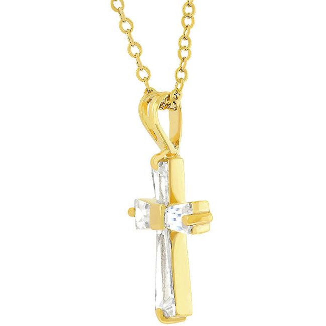 18k Gold Cross Diamond Necklace Gold Cross Pendant Necklace Etsy