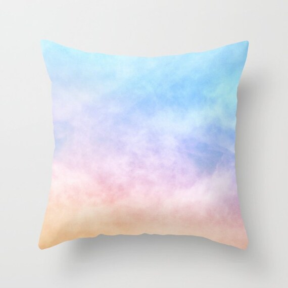 Rainbow Pastel Watercolor Throw Pillow Pastel Pink Watercolor Pillow Nursery Pillow Sky Decorative Pillow Pink Bedroom Decor Ideas