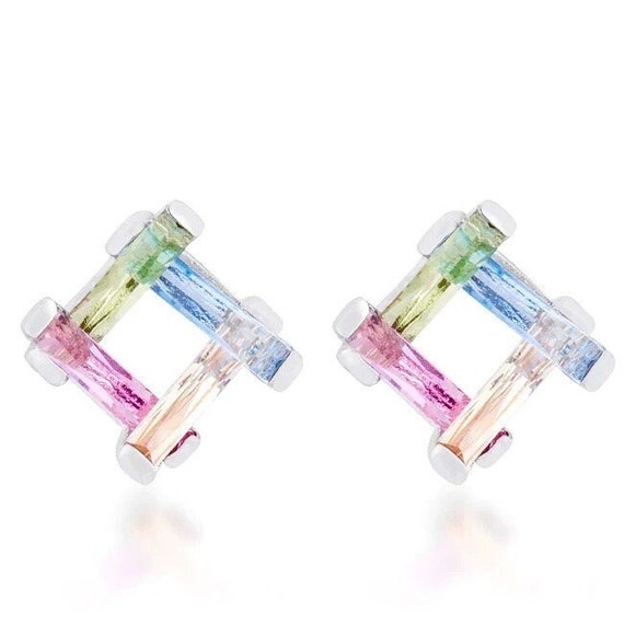 Sterling Silver Rainbow Multicolour Cubic Zirconia Open Star Stud Earr –  Shiels Jewellers