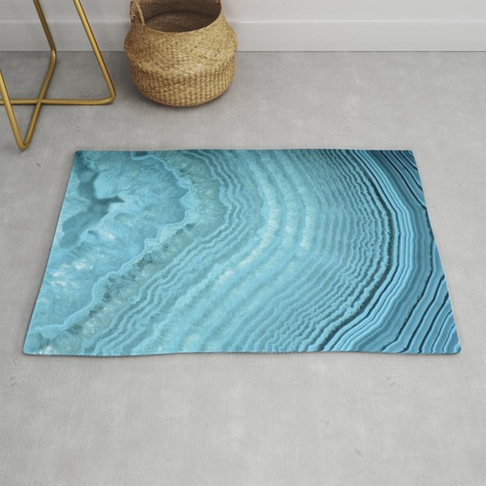 Blue Agate Crystal Rug Blue Accent Rug Blue Rectangular Rug Etsy