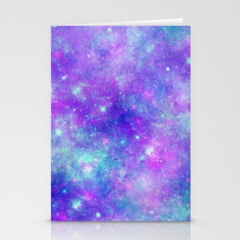 Purple Galaxy Stationary Stars Stationery Set Contemporary Etsy
