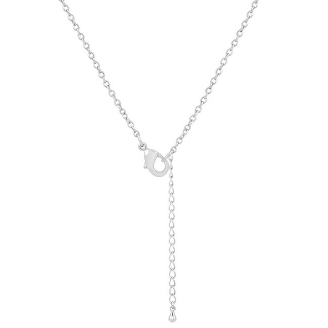 Elegant Silver Lariat Drop Necklace CZ Rhodium Classic Drop | Etsy