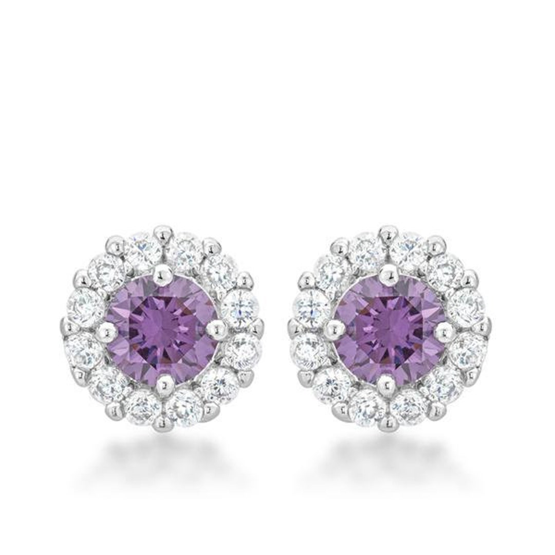 Purple diamond earrings deals