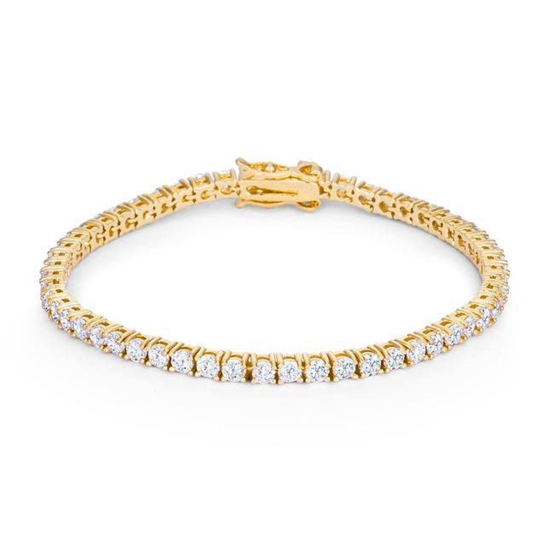 18k Gold Diamond Tennis Bracelet Yellow Gold Tennis Bracelet - Etsy