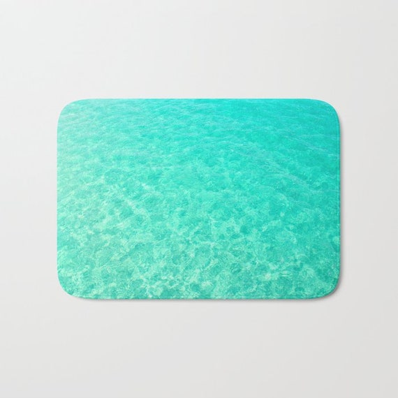 Turquoise Blue Ocean Bath Mat Caribbean Sea Shower Mat Blue Etsy