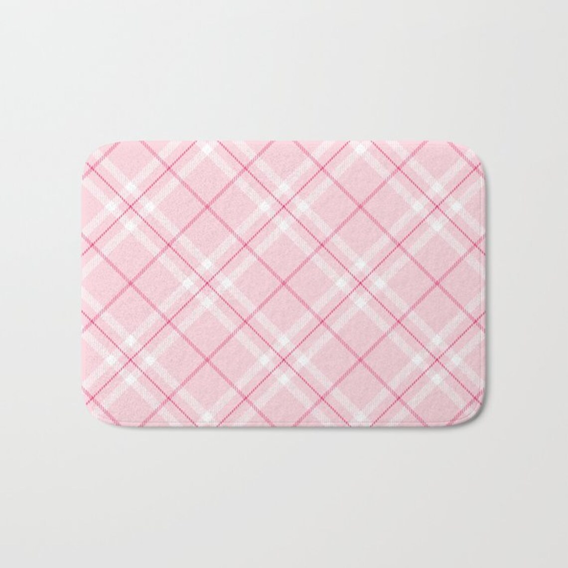 Blush Pink Plaid Shower Mat Pink Plaid Bath Mat Blush Pink Etsy