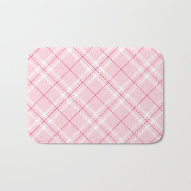 Blush Pink Plaid Shower Mat Pink Plaid Bath Mat Blush Pink Etsy