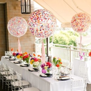 5 Giant Confetti Balloons Birthday Balloons Wedding Balloons Baby Shower New Years Balloons image 1