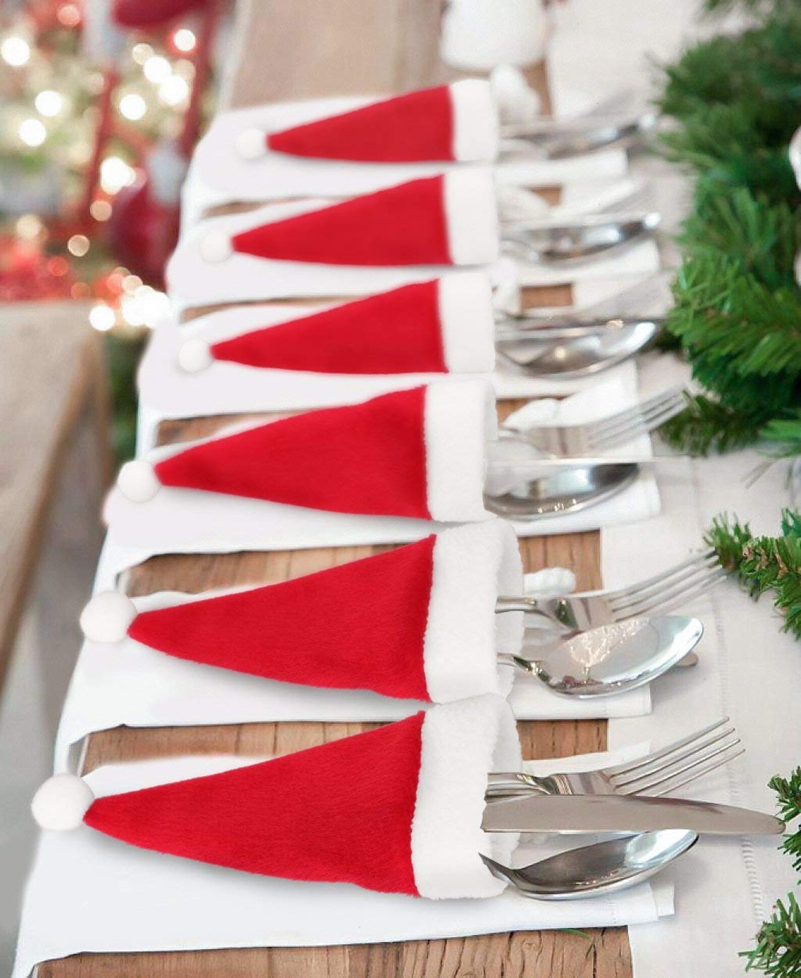 Lightup your Xmas party with 20 Christmas table decoration 24 Christmas Santa Hats Silverware Holders