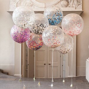 5 Giant Confetti Balloons Birthday Balloons Wedding Balloons Baby Shower New Years Balloons image 2