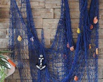 Decorative Fish Net With Anchor and Shells Blue | Nautical Party | Ahoy