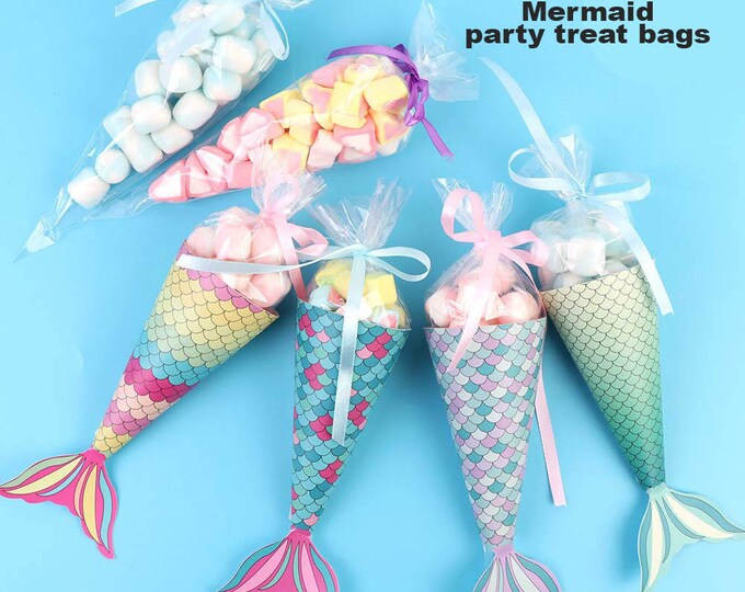 Mermaid Party Treat Bags 12 Little Mermaid Ariel Mermaid Party Mermaid Treats Etsy