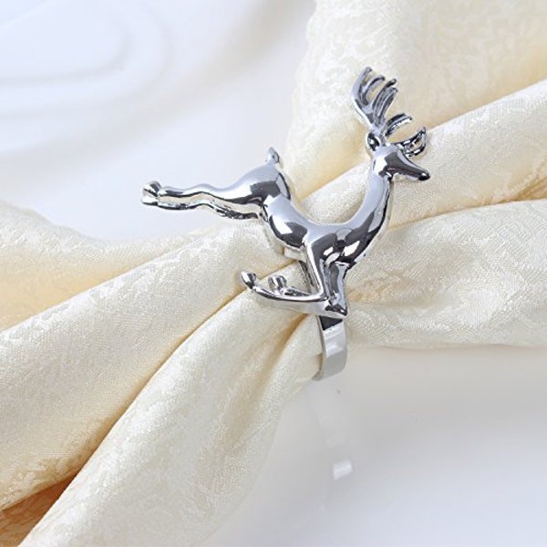 4 Pk Reindeer Napkin Rings | Christmas Napkin Rings | Thanksgiving Napkin Rings | Beautiful Holiday Table