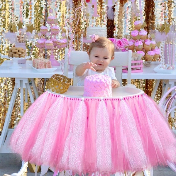 Tulle Tutu High Chair Table Skirt | First Birthday|Baby's Birthday