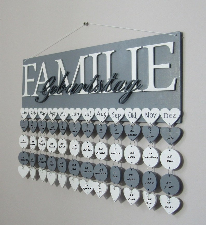 Birthday calendar, reminder board, family calendar image 1