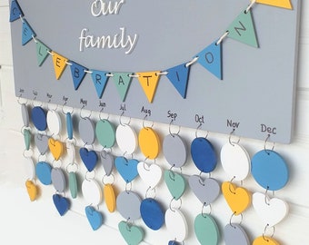 Birthday calendar, reminder board, family calendar