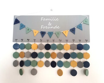 Birthday calendar, reminder board, family calendar