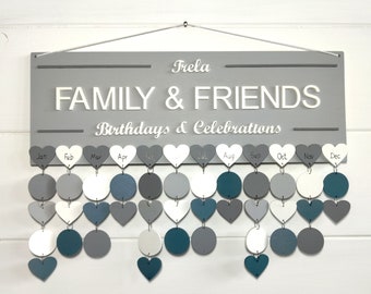 Birthday calendar, reminder board, family calendar