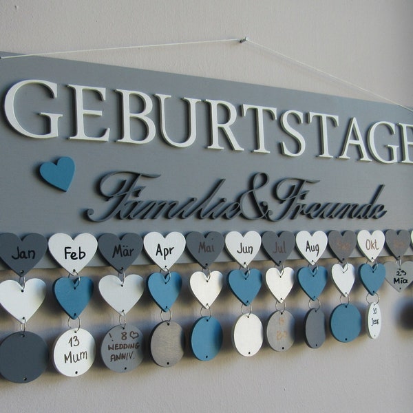 GEBURTSTAGSKALENDER Birthday board Family Birthday calendar special dates handmade hand painted wood gift birthday Christmas gift idea