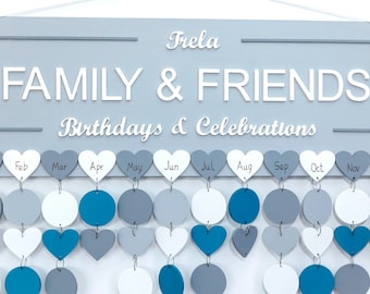 Birthday calendar, reminder board, family calendar