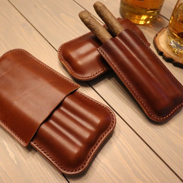 PDF Pattern: Leather cigar case in two parts and room for two or three cigars. Now for all cigars up to gordo size (6x60)!