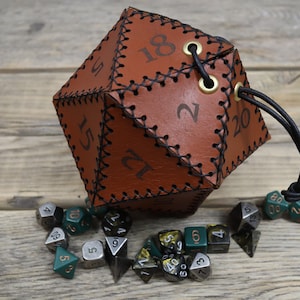 PDF Schnittmuster: Leder D20 Würfeltasche. Dateien zum Schneiden von Hand oder mit einem Laser.