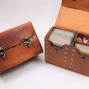 PDF Pattern: The Battle Box! Large leather deck box with dice storage. Customization options for the design and layout included.