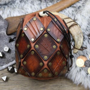 PDF Pattern: Armored leather dice bag. Laser files or cutting by hand. No sewing required!
