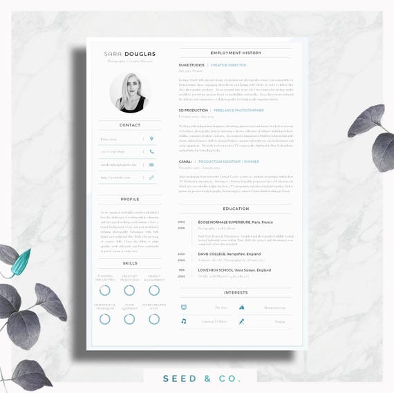 modern resume template single page resume template cover etsy etcy modern resume