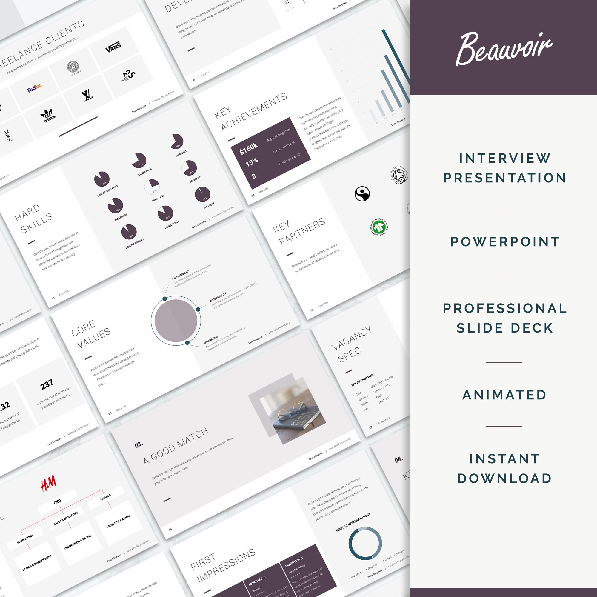 Interview Presentation Template: Modern Slide Deck (powerpoint) - Etsy