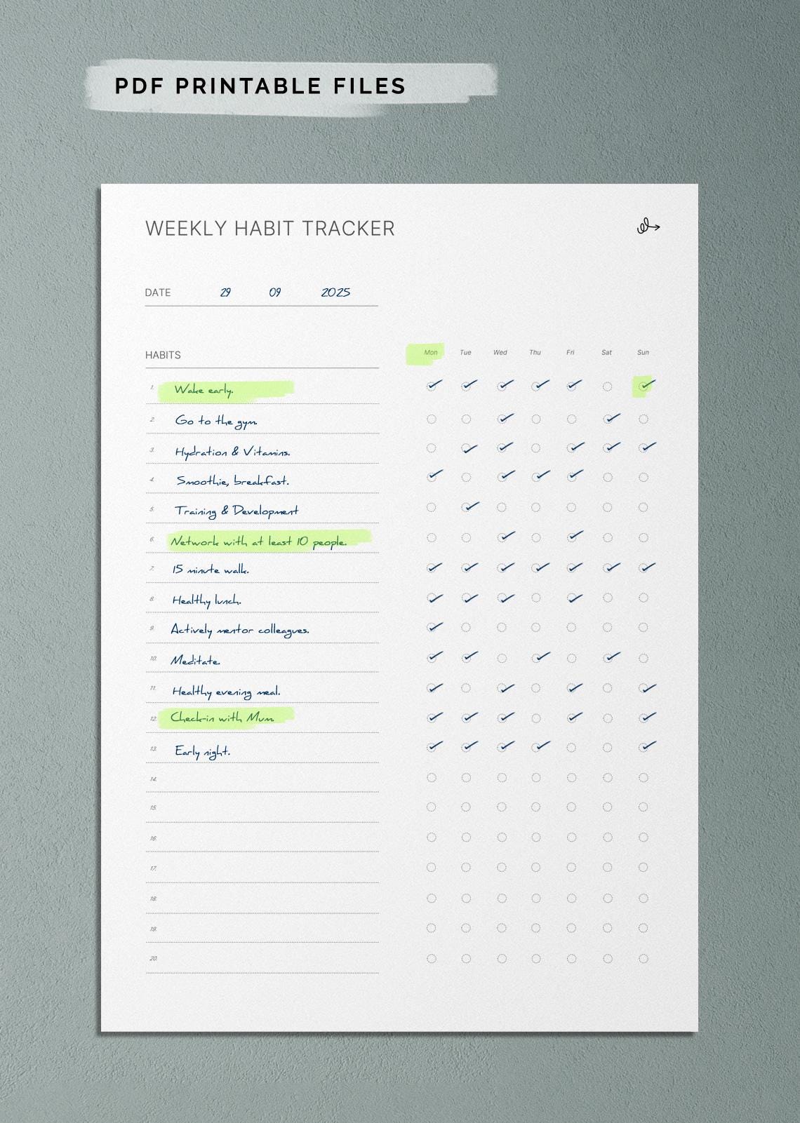Weekly Habit Tracker Printable | Digital Fillable PDF | A4, A5, Letter ...