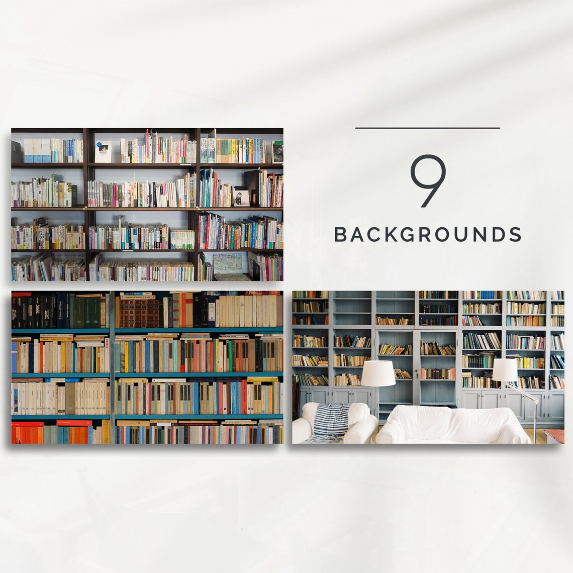 Bookcase Zoom Background Virtual Meeting 9 Background Images BUNDLE
