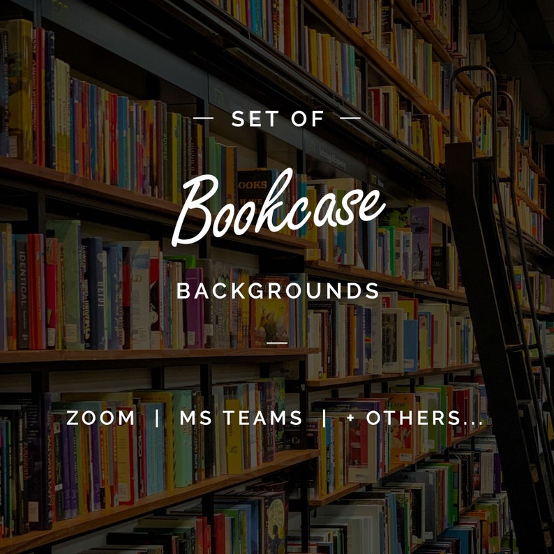 Bookcase Zoom Background Virtual Meeting 9 Background Images BUNDLE