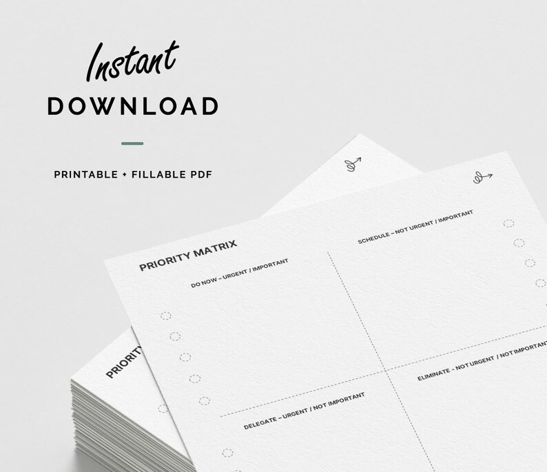 Daily Priority Matrix: Printable Eisenhower Planner Cards (+ Digital ...