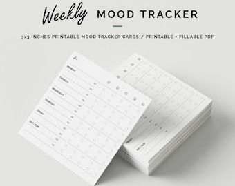 Minimalistischer Mood Habit Tracker: 3x3 Sticky Note druckbare Plannerkarten + ausfüllbares PDF