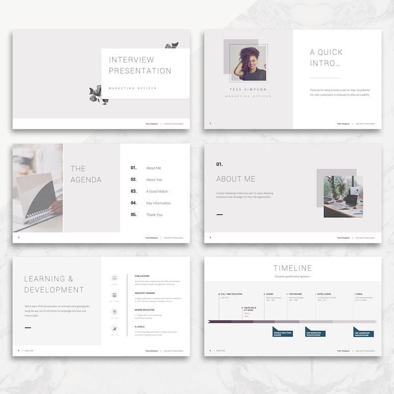 Interview Presentation Template: Modern Slide Deck (powerpoint) - Etsy