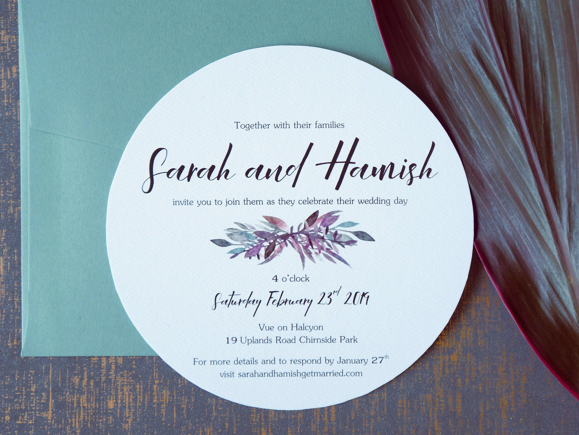 Circle Invitations Round Invitation Rustic Invitations Etsy