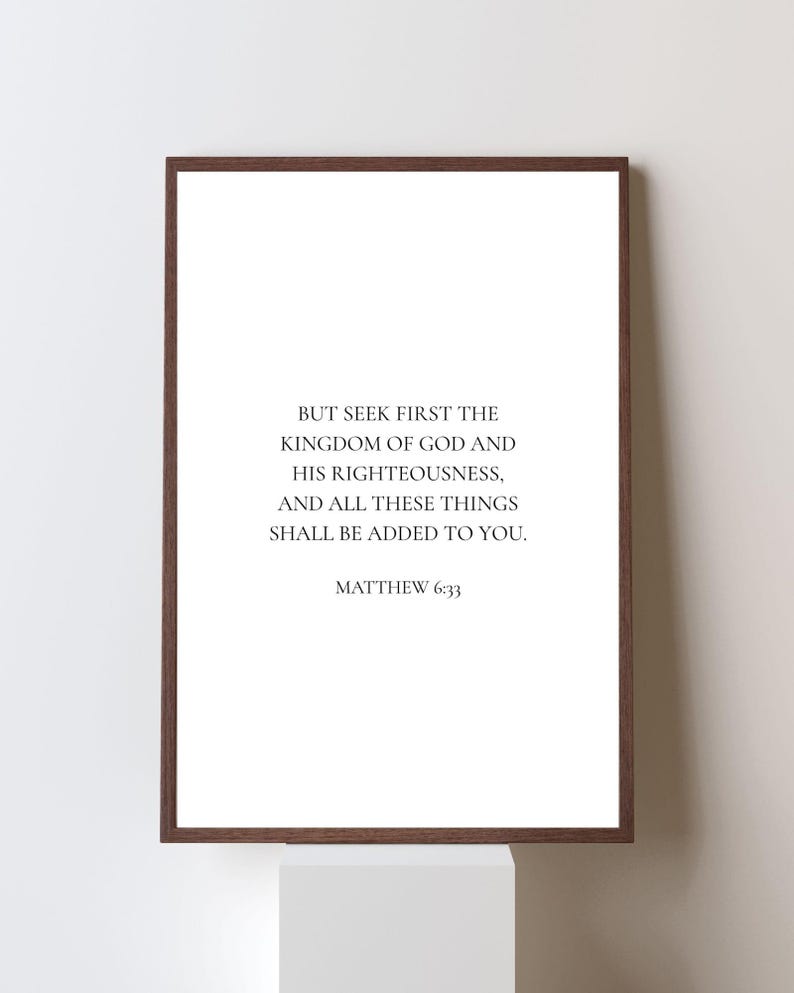 Matthew 6:33 Bible Verse Wall Art Printable | Minimalist Christian Wall ...