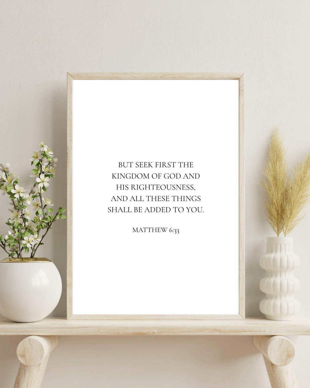 Matthew 6:33 Bible Verse Wall Art Printable | Minimalist Christian Wall ...