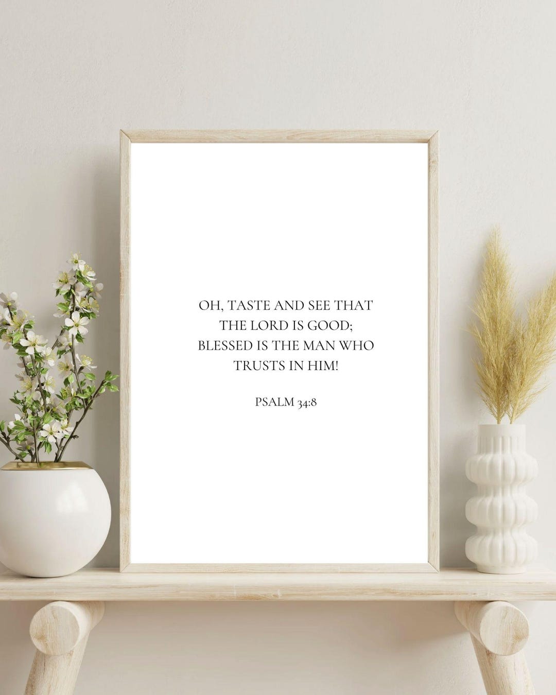 Psalm 34:8 Bible Verse Wall Art Printable | Minimalist Christian Wall ...