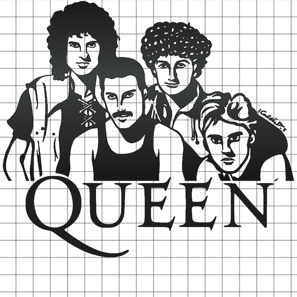 QUEEN HTV, svg,dxf,png,pdf Cut File & Graphic - Freddie Mercury, Brian May, Roger Taylor, John Deacon Rock Band voor Cricut Cameo - 2 stijlen