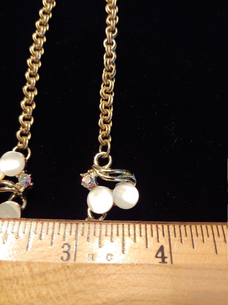 Vintage Mother of Pearl and Rhinestone Gold Choker Necklace