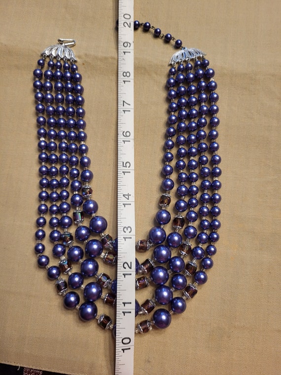Vintage 5 Strand Pearl and Glass Bead Necklace Gem