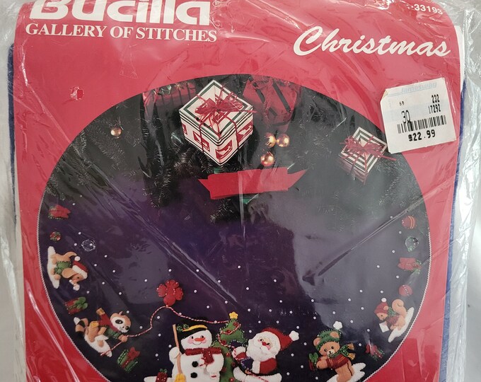 Vintage Bucilla Christmas Tree Skirt Kit Etsy