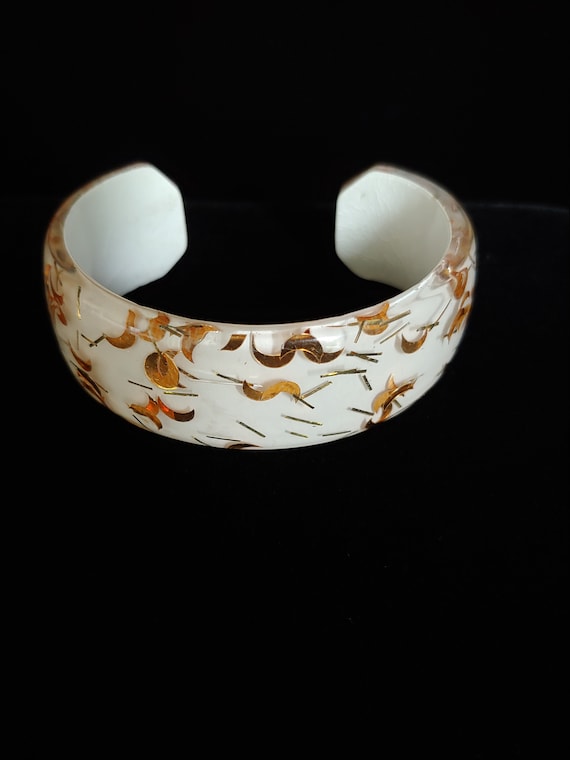 Vintage Lucite Confetti Cuff Bracelet