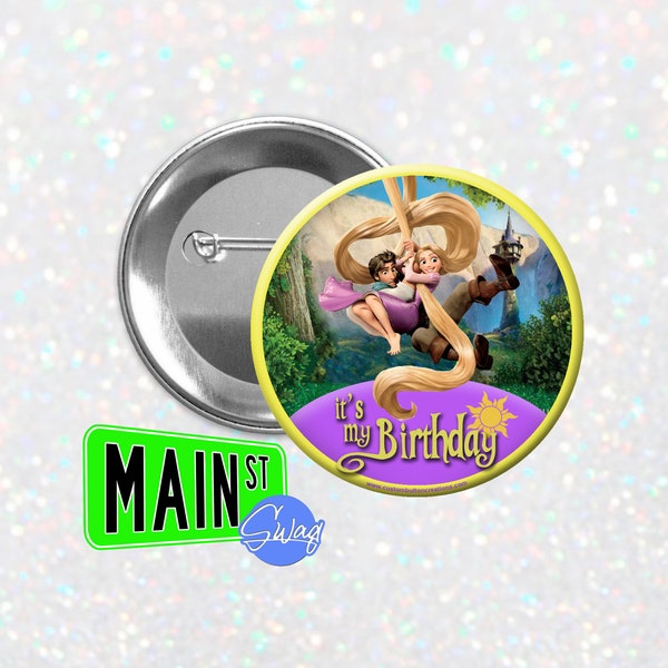 Disney Inspired Tangled Style - Birthday Button - Customizable 3 inch Button - Rapunzel