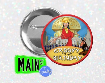 Disney inspiró el nuevo estilo Groove del Emperador - Botón de cumpleaños - Botón personalizable de 3 pulgadas